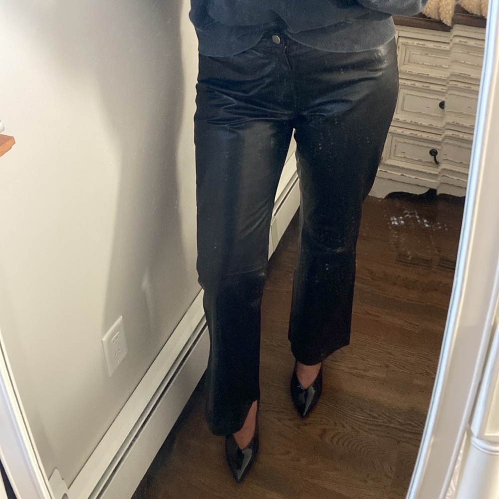 Theory leather boot cut pants size 8